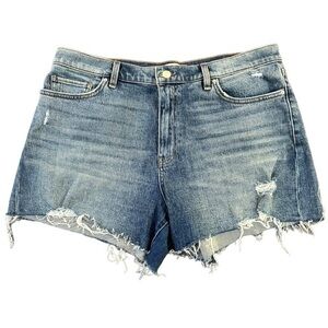 Hudson DEVON Destructed Star Blue Denim Raw Hem Jean Shorts 33